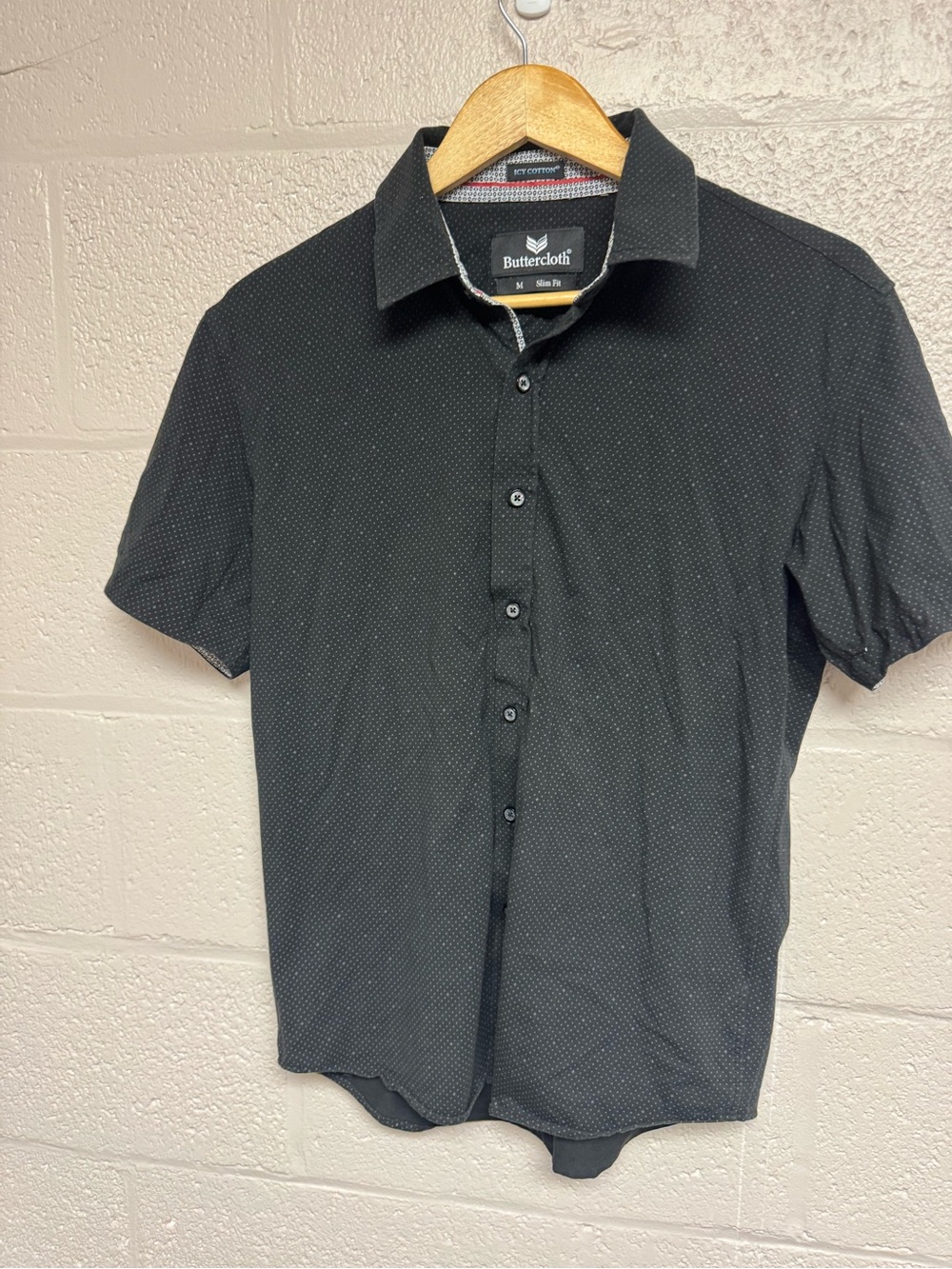 Buttercloth Men’s Black Short-Sleeve Button-Down Shirt